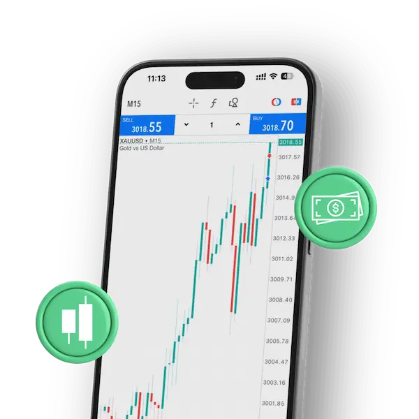 Phone with fast trade execution chart