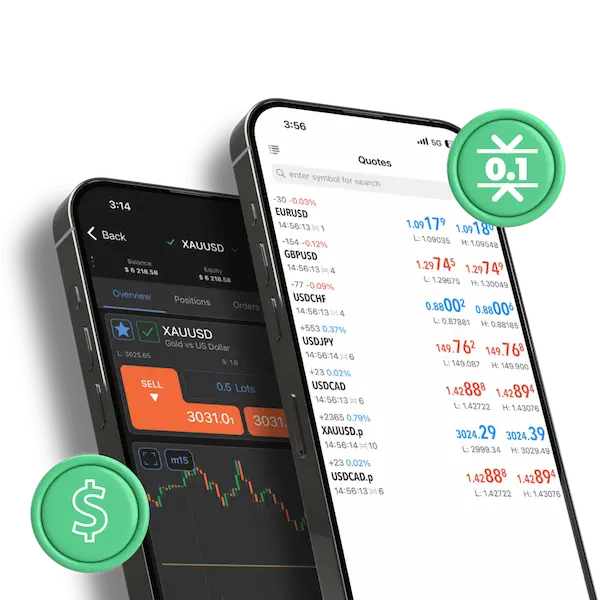 Trading app showing tight spreads